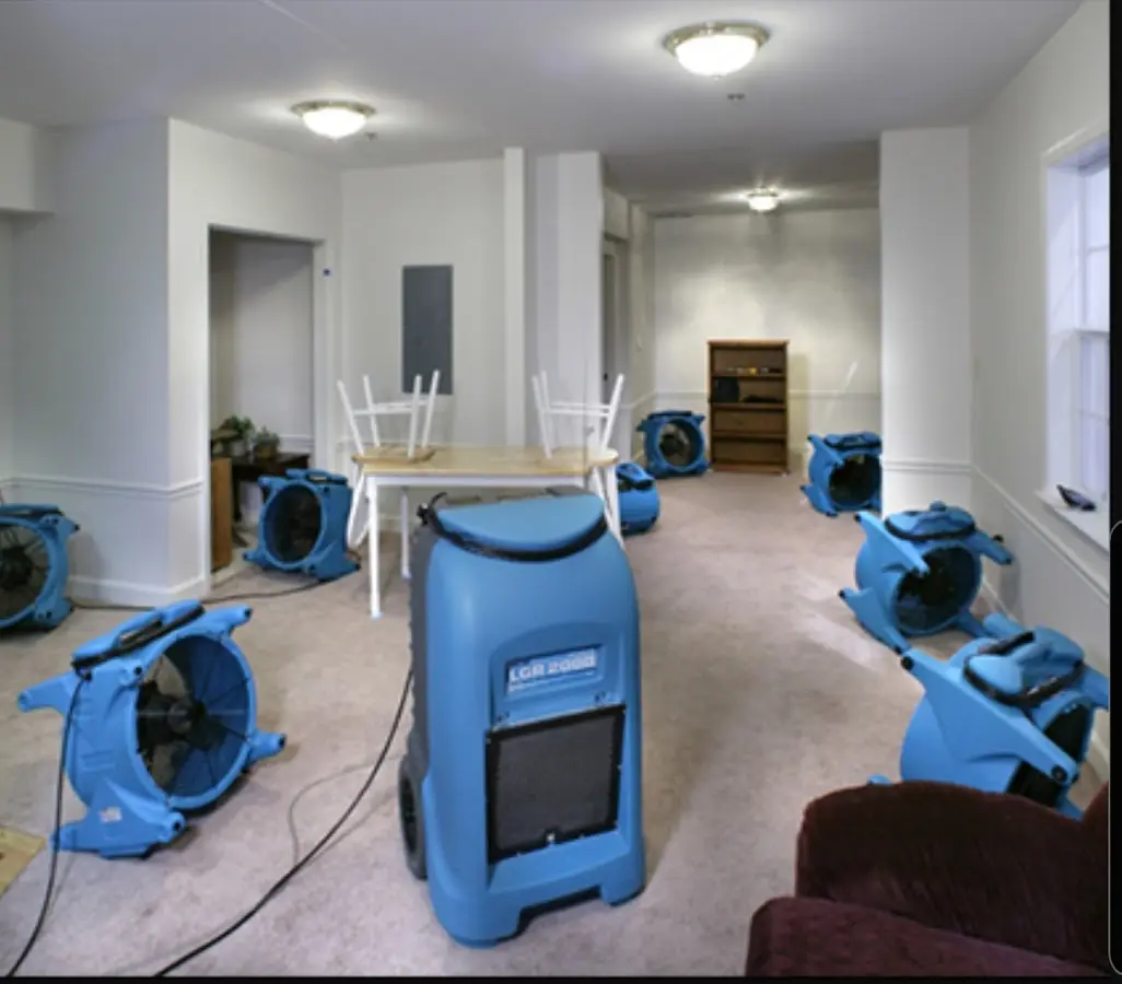 Air movers and dehumidifier setup for Water Extraction & Removal in Corrales